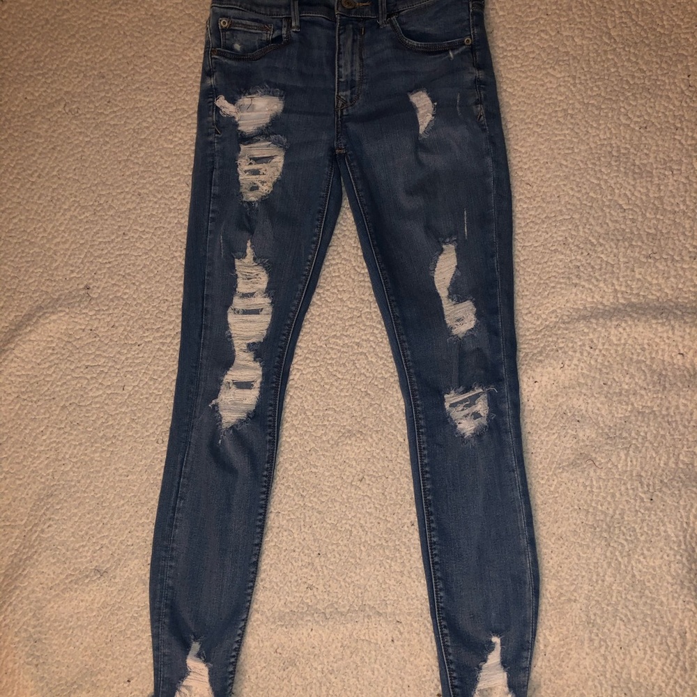 Express Distressed Denim Stretch Legging.